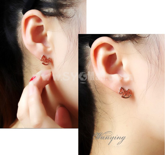 Wanying Exquisite Ziwaa Rose Gold Stud Earrings 