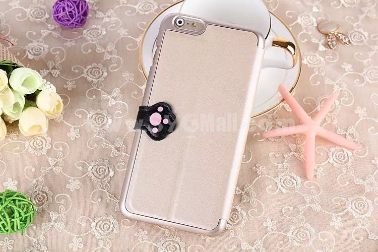 Double View Window Cat-pad Protection Cell Phone Leather Case Cover For Apple iPhone 6