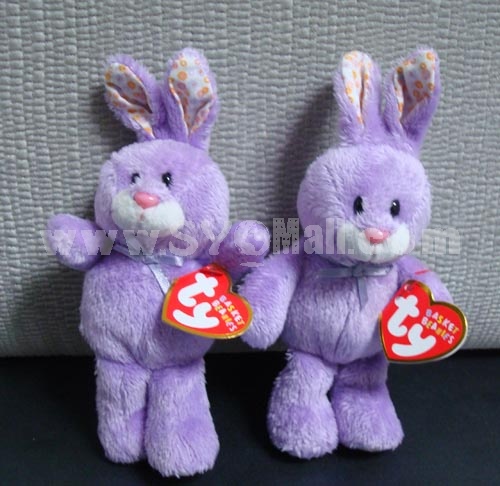 Original TY Big Eyes Collection Lavender Purple Rabbit Plush Toys 15cm/5.9inch