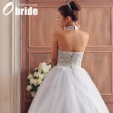 Wholesale - Korean Style Applique Bead Halter Princess Bridal Gown Wedding Dress