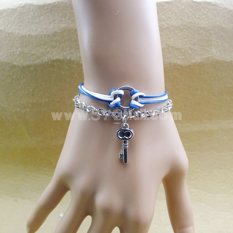 Jewelry Lovers Bracelets Created Infinity Charm Chain Heart-shaped Key Lock Couple Bangles 2Pcs Set