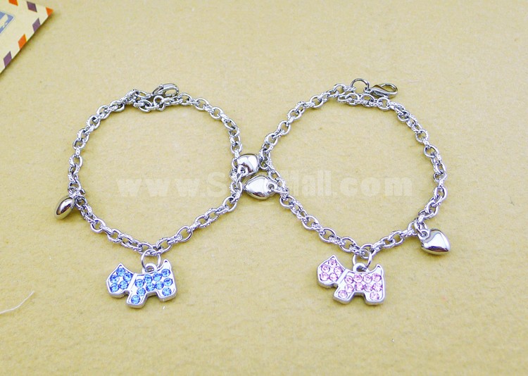 Jewelry Lovers Bracelets Created Infinity Charm Chain Set Auger Puppy Couple Bangles 2Pcs Set