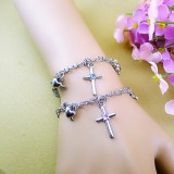 Wholesale - Jewelry Lovers Bracelets Created Infinity Charm Chain Set Drill Cross Couple Bangles 2Pcs Set