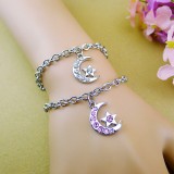 Wholesale - Jewelry Lovers Bracelets Created Infinity Charm Chain Star and Crescent Love Couple Bangles 2Pcs Set