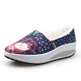 Wholesale - Women's Canvas Platform Slip On Sneakers Winter Warm Cotton-padded Walking Shoes 9001-41