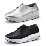 Wholesale - Women's Leather Sneakers Lace Up Athletic Walking Shoes 6015