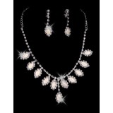 Wholesale - Gorgeous Shining Alloy With Imitation Pear Wedding Bridal Necklace and Earrings Jewelry Set