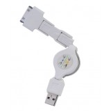 Wholesale - 3-in-1 Retractable USB Sync Cable for iPhones 30-Pin/Mini USB/Micro USB Male to Male Data/Charging Cable-White