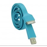 Wholesale - 105cm/41.34inch Flat Noodle USB Silicone Cable for iPhone/iPod/iPad - Blue