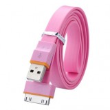 Wholesale - Flat Noodle USB SYNC Charger Data Cable Cord for iPod and iPhone 4/4S-Pink