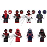 wholesale - 8Pcs Super Heroes Spiderman Building Blocks Mini Action Figures Kids Toys with Different Suits G0120