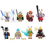Wholesale - 8Pcs One Piece Building Blocks Nika Luffy Ace Yamato Mini Action Figures DIY Bricks Kids Toys Set WM6189