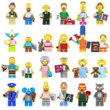 Wholesale - 24Pcs The Simpsons MOC Building Blocks Mini Action Figures DIY Bricks Kids Toys Set SP1015-1017