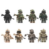 Wholesale - 8Pcs Military Special Forces Building Blocks Mini Figures Toys Set with Weapons and Accessories WM6147