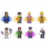 Wholesale - 8Pcs JOJO Anime Building Blocks Kujo Joseph Giorno Mini Action Figures DIY Bricks Kids Toys Set WM6161