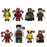 Wholesale - 8Pcs Super Heroes Building Blocks Deadpool Wolverine Mini Action Figures Bricks Kids Toys Set KT1076