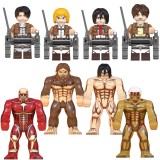 wholesale - 8Pcs Scout Legion Building Blocks Attack on Titan Mini Action Figures DIY Bricks Kids Toys Set WM6148