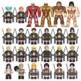 wholesale - 24Pcs Attack on Titan Scout Legion MOC Building Blocks Mini Action Figures DIY Bricks Kids Toys Set WM6148 WM6165 WM