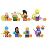 wholesale - 8Pcs Dragon Ball Son Goku Krillin DIY Building Blocks Mini Action Figures Set Educational Kids Toys WM6180