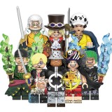 wholesale - 8Pcs One Piece Monkey D Luffy Roronoa Zoro Kuma Building Blocks Mini Action Figures Kids Toys Set X0357