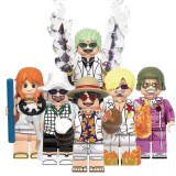 wholesale - 6Pcs One Piece Anime Monkey D Luffy Roronoa Zoro Sanji Nami Building Blocks Mini Action Figures Kids Toys Set X0358