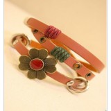 Wholesale - Faddish Multilayed Lovely Flora Leather Bracelet (T0151)