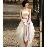 Wholesale - MTF Strapless Korea A-line Asymmetrical Sash Party Dress S981