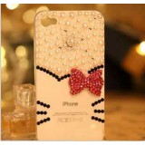 Wholesale - Korea Stylish Cat Pattern Rhinestone Handmade Protective Case for iphone4/4s