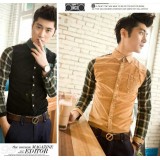 Wholesale - Fashionable Patch Style Slim Corduroy Shirt (302-C04)