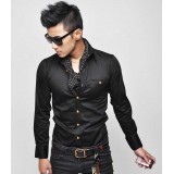 Wholesale - Pure Color Slim Shirt with Long Sleeves (9-1414-051)