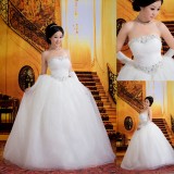 Wholesale - A-line Strapless Paillette Floor-length Tulle Wedding Dress