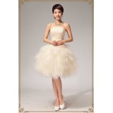 Wholesale - Strapless Short/Mini Flora Lace-up Beading Tulle Wedding Dress LF114