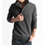 Wholesale - Fashionable Slim Pure Color Stand-Collar Sweater with Faux Underwear (1504-DT87)