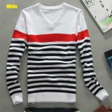 Wholesale - Fashionable Casual Tricolor Stripes Style V-Neck Knitwear (1612-MD228)