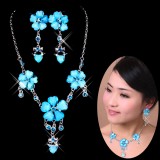 Wholesale - Purple Flora Pattern Shiny Design Women's Jewelry Set Including Necklace, Earrings