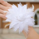 Wholesale - White Gorgeous Tulle/ Polyester Wedding Bridal Flower/ Corsage/ Headpiece 01