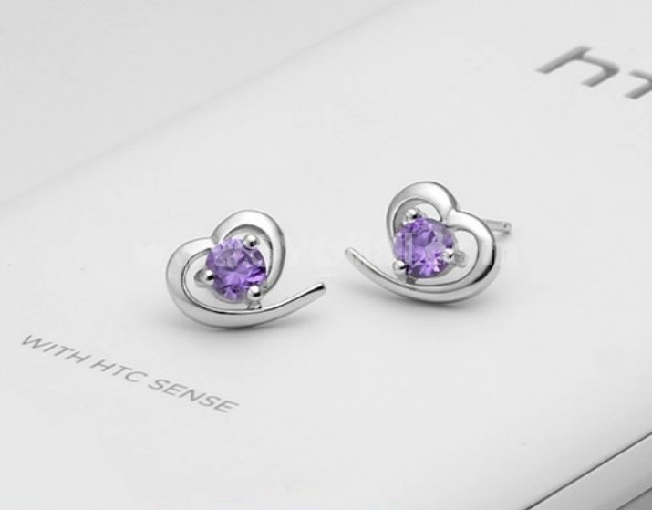 Zircons "Heart Will Go on" Silver Plating Earring