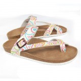 Wholesale - Paisley Printing PU Leather Corkwood Sandals Roman Sandals