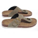 Wholesale - Blackish Green Flip-flop Nubuck Leather Corkwood Sandals