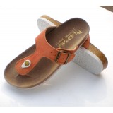 Wholesale - Orange Flip-flop Nubuck Leather Corkwood Sandals