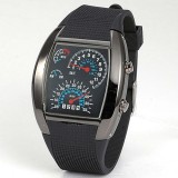 Wholesale - Fashion Silicone Rubber Band Blue Binary DOT Unisex LED Wrist Watch