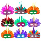 Wholesale - 10pcs Large Sizze Halloween/Custume Party Mask Feather Mask Half Face