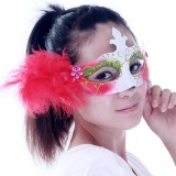 Wholesale - 4pcs Halloween/Custume Party Mask Side Feather Mask Half Face