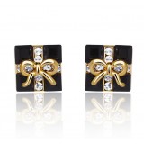 Wholesale - Exquisite Square Bowknot Pattern 18K Gold Plating Ear Stud