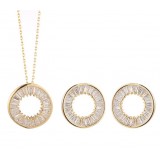 Wholesale - Stylish Round Pattern Zircon Jewelry Set(One Necklace & A Pair of Earrings)