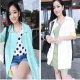 Wholesale - W326 All-match Lapel Collar Double-breasted Long Loose Suit Wind Coat