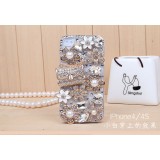 Wholesale - Flower & Bag Pattern Rhinestone Phone Case Back Cover for iPhone4/4S iPhone5