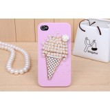 Wholesale - Ice Cream Pattern Rhinestone Phone Case Back Cover for iPhone4/4S iPhone5