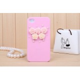 Wholesale - 4 Colors 5 Flowers Pattern Rhinestone Phone Case Back Cover for iPhone4/4S iPhone5