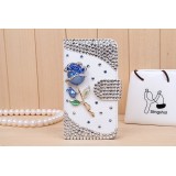 Wholesale - Bluelover Pattern Leather Case Rhinestone Phone Case Back Cover for iPhone4/4S iPhone5